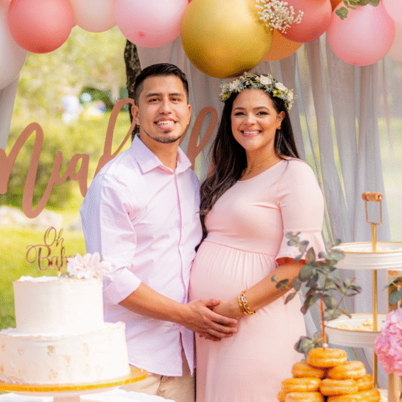 _White & Pink Colorful Baby Shower Invitation Landscape _White & Pink Colorful Baby Shower Invitation Landscape